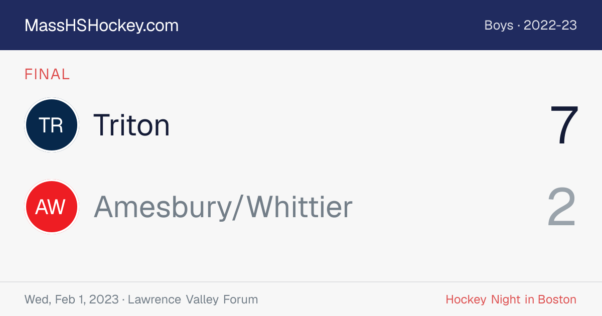 Triton at Amesbury/Whittier score card