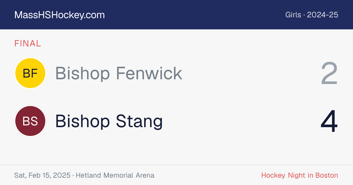 Bishop Fenwick at Bishop Stang score card