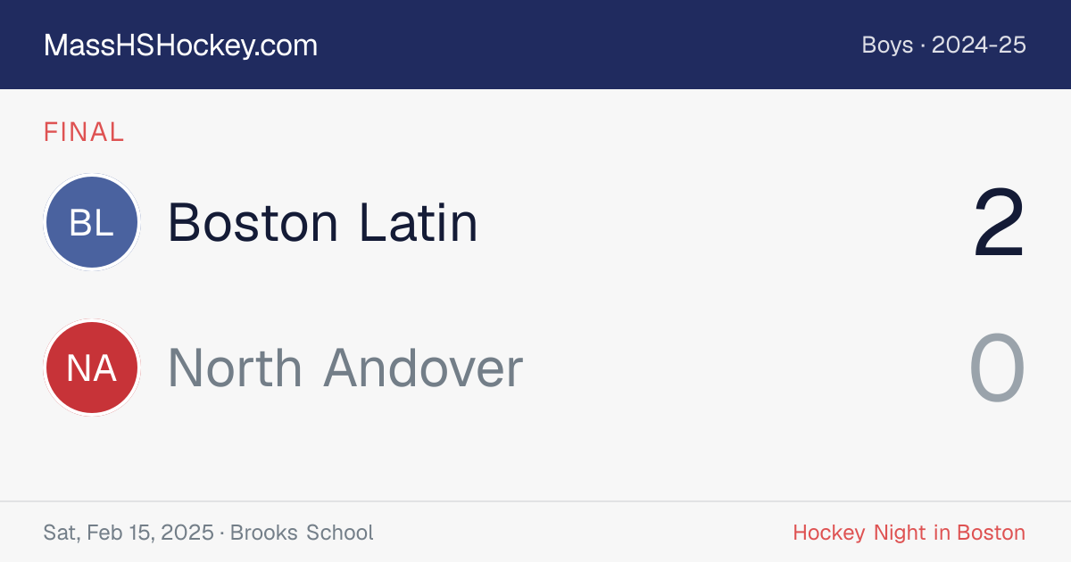 Boston Latin at North Andover score card