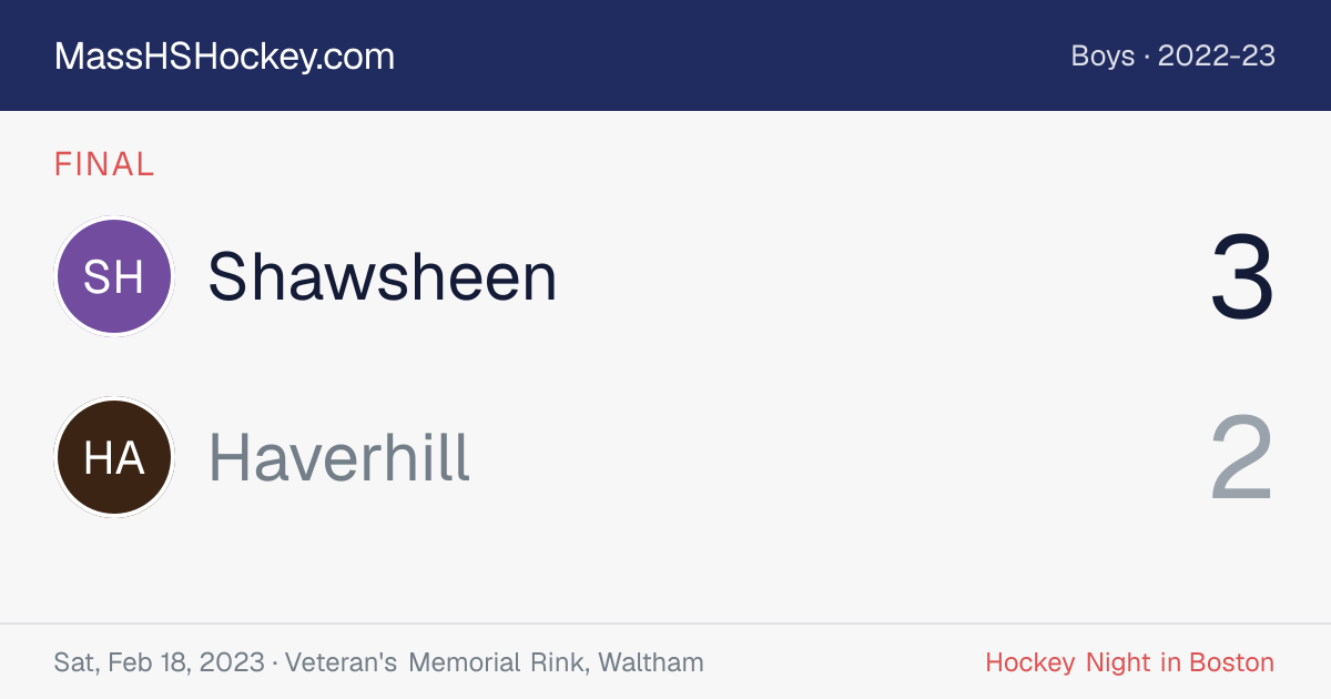 Shawsheen at Haverhill score card