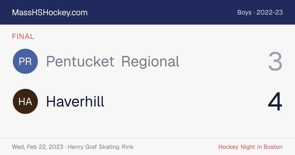 Pentucket Regional at Haverhill score card