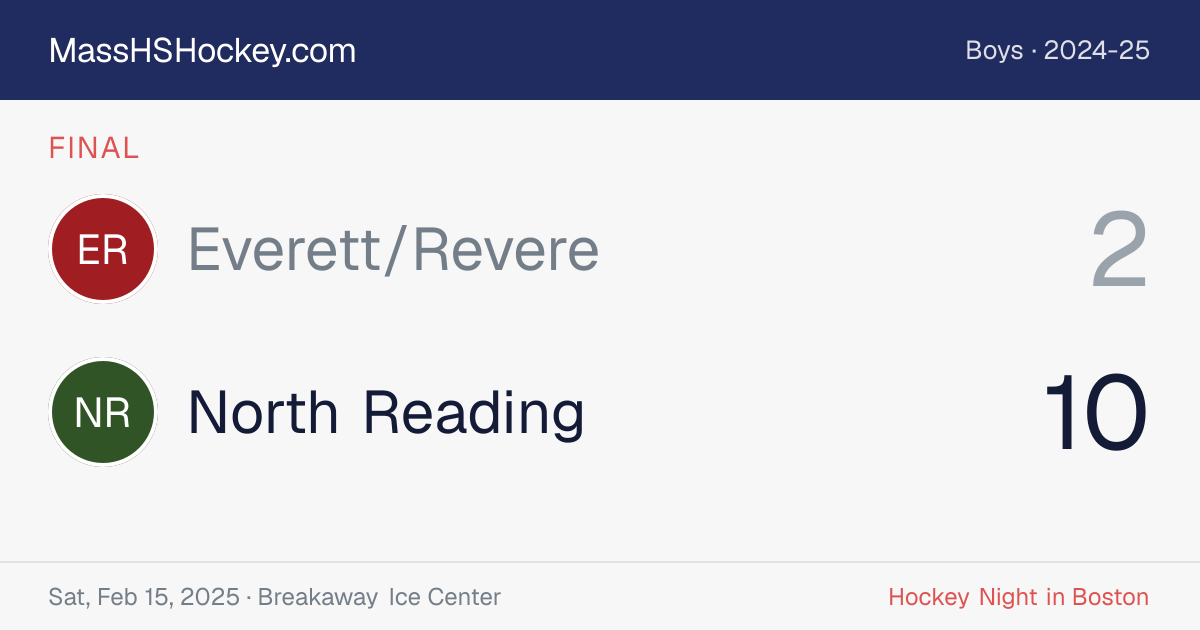 Everett/Revere at North Reading score card