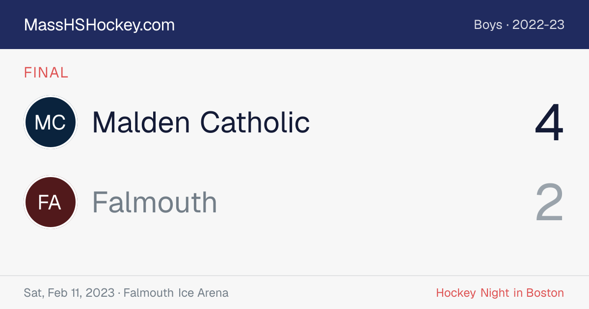 Malden Catholic at Falmouth score card