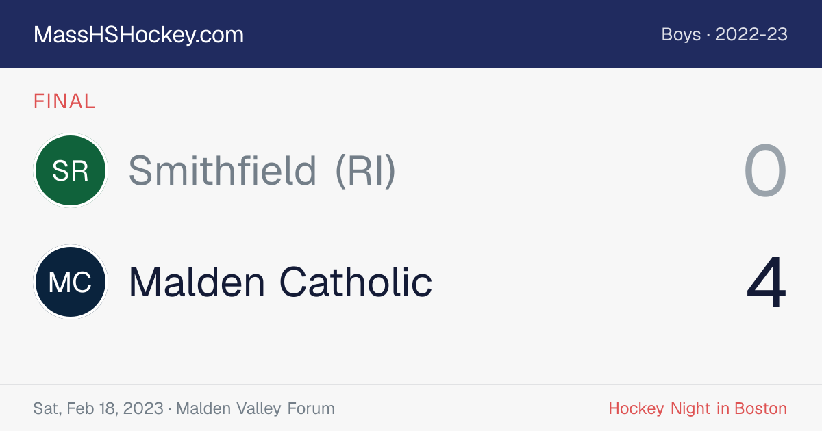 Smithfield (RI) at Malden Catholic score card