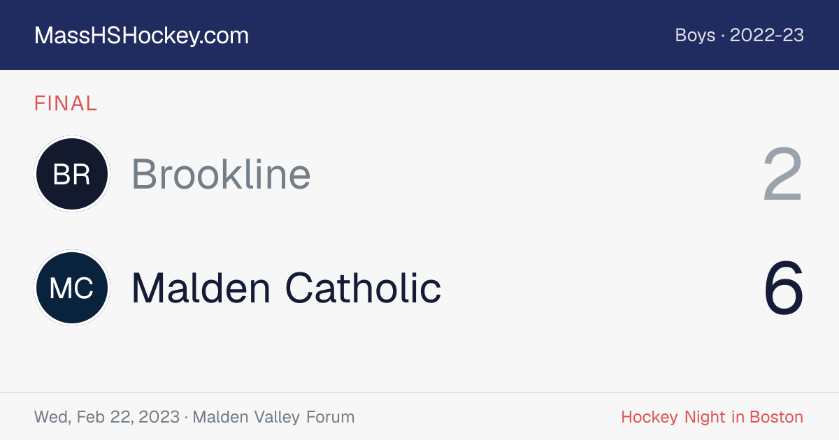 Brookline at Malden Catholic score card