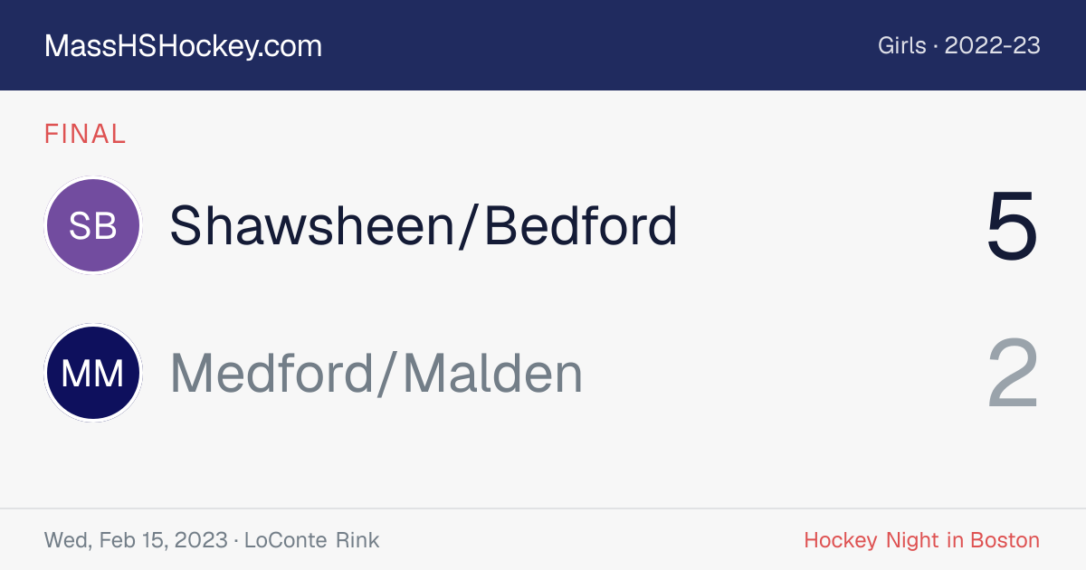 Shawsheen/Bedford at Medford/Malden score card