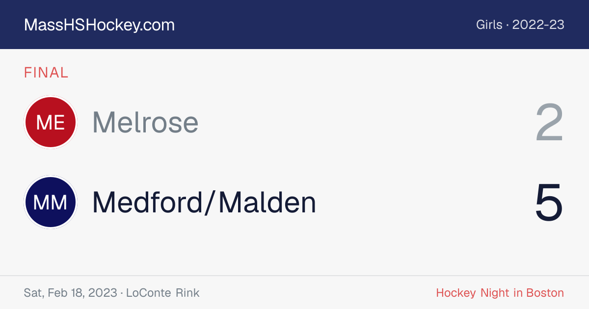 Melrose at Medford/Malden score card