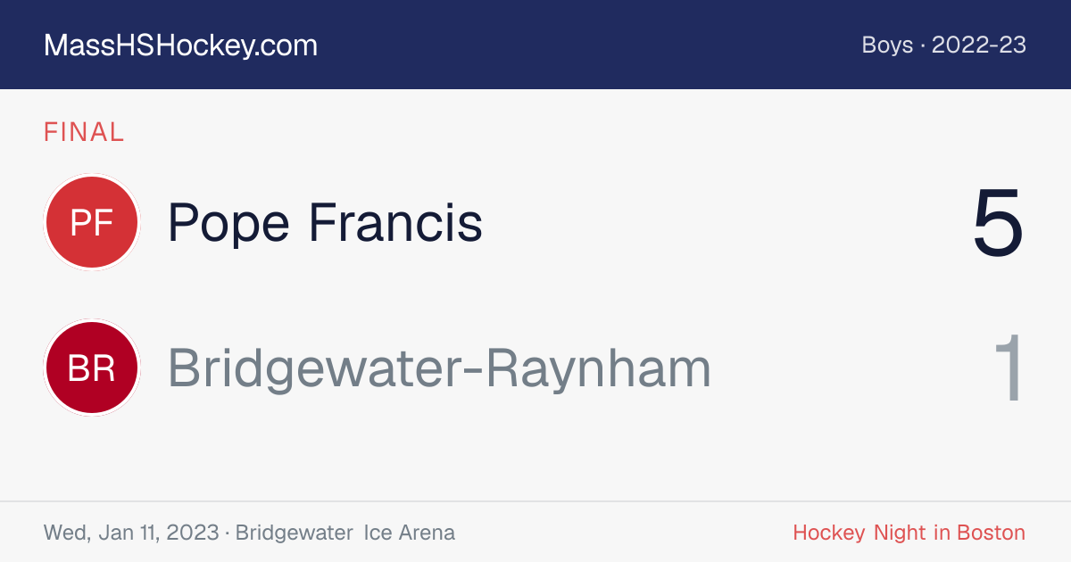 Pope Francis at Bridgewater-Raynham score card