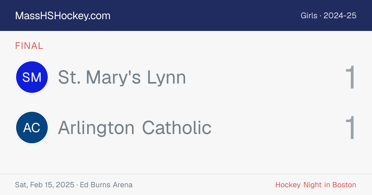 St. Mary's Lynn at Arlington Catholic score card