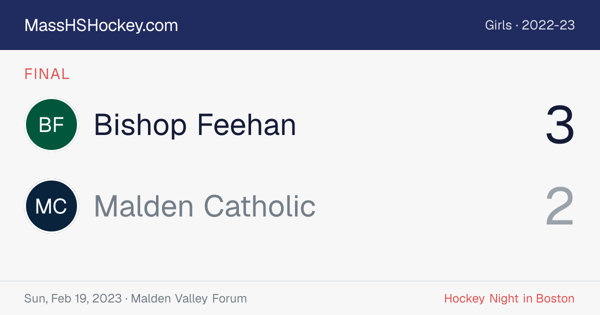 Bishop Feehan at Malden Catholic score card