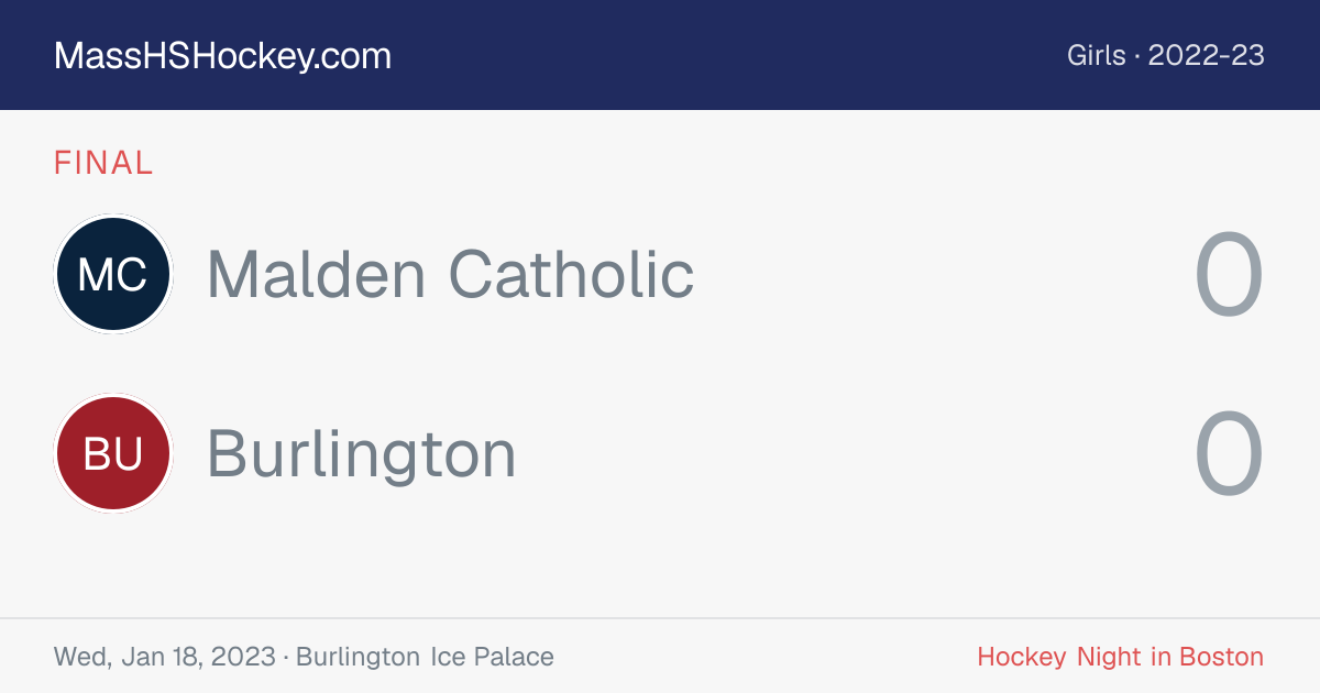 Malden Catholic at Burlington score card