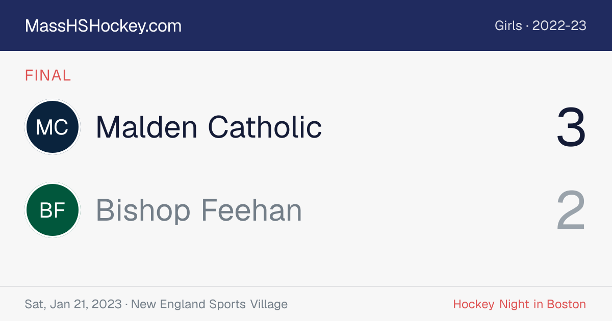 Malden Catholic at Bishop Feehan score card