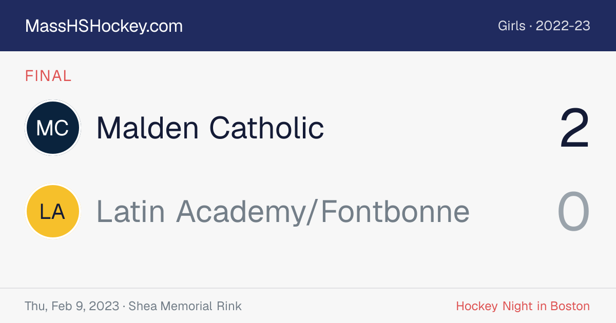 Malden Catholic at Latin Academy/Fontbonne score card