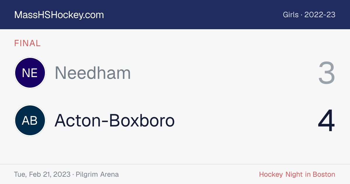 Needham at Acton-Boxboro score card