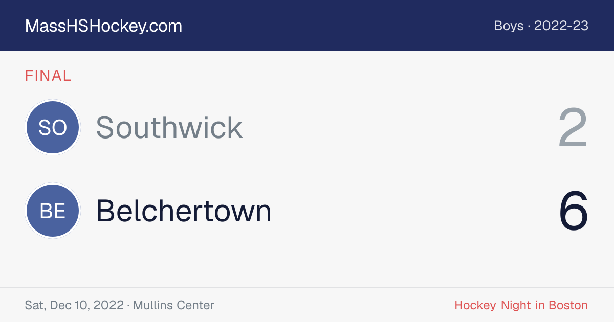 Southwick at Belchertown score card