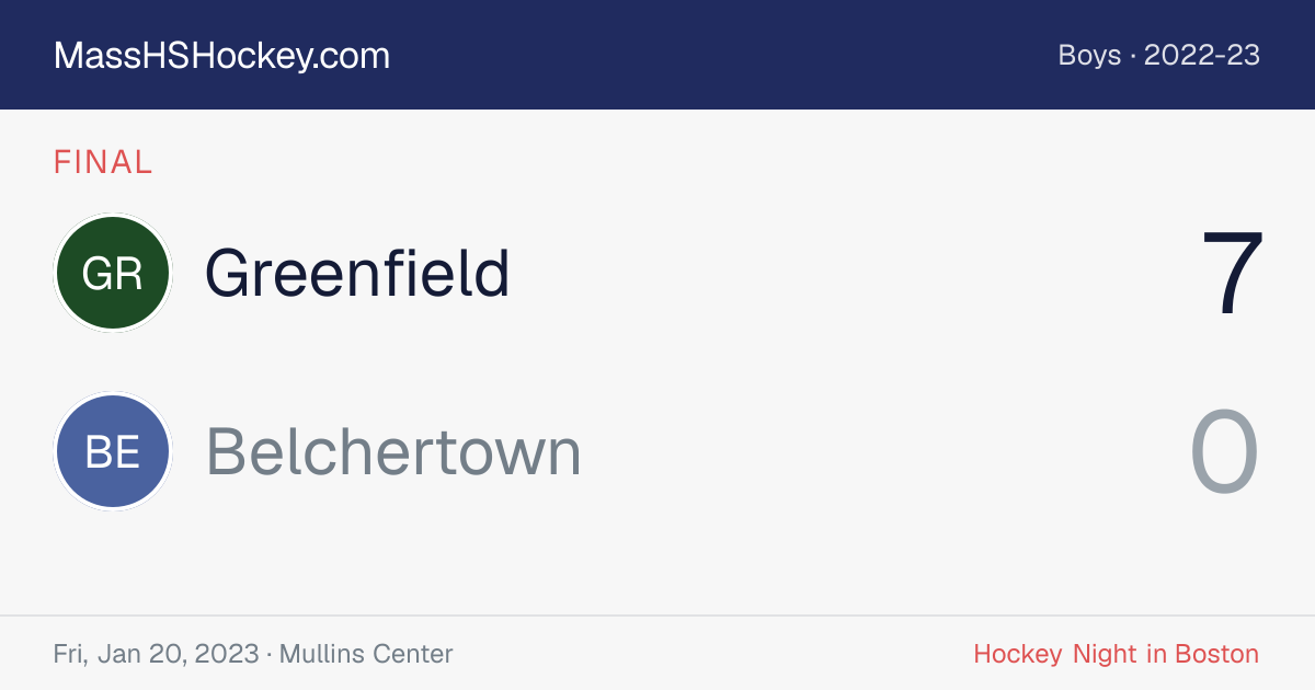 Greenfield at Belchertown score card