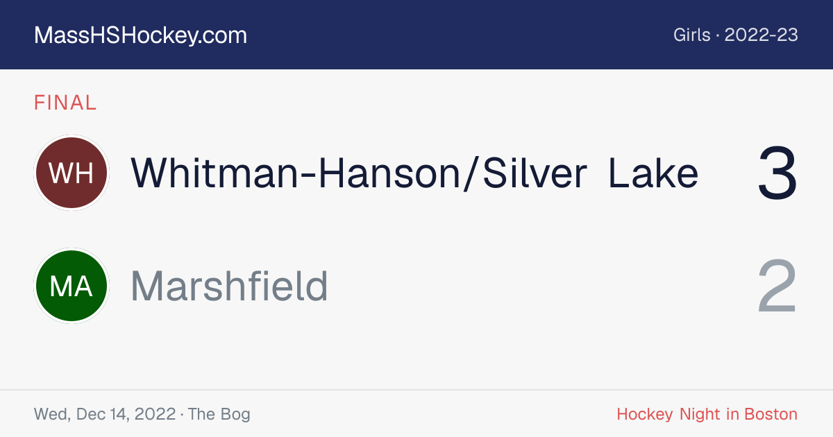 Whitman-Hanson/Silver Lake at Marshfield score card