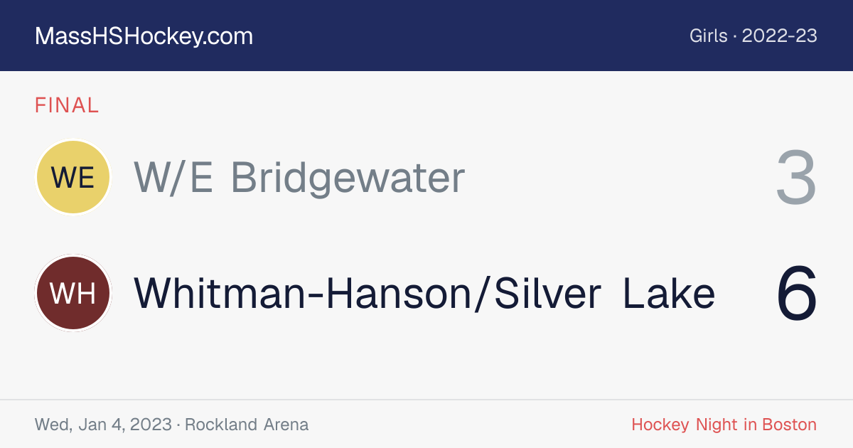 W/E Bridgewater at Whitman-Hanson/Silver Lake score card