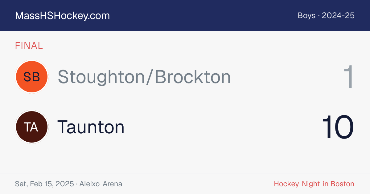 Stoughton/Brockton at Taunton score card
