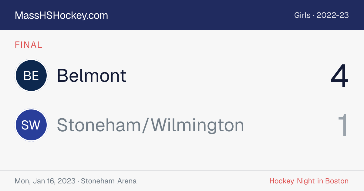 Belmont at Stoneham/Wilmington score card