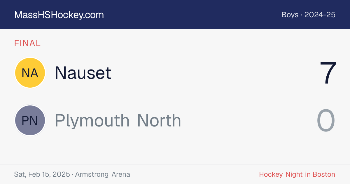 Nauset at Plymouth North score card