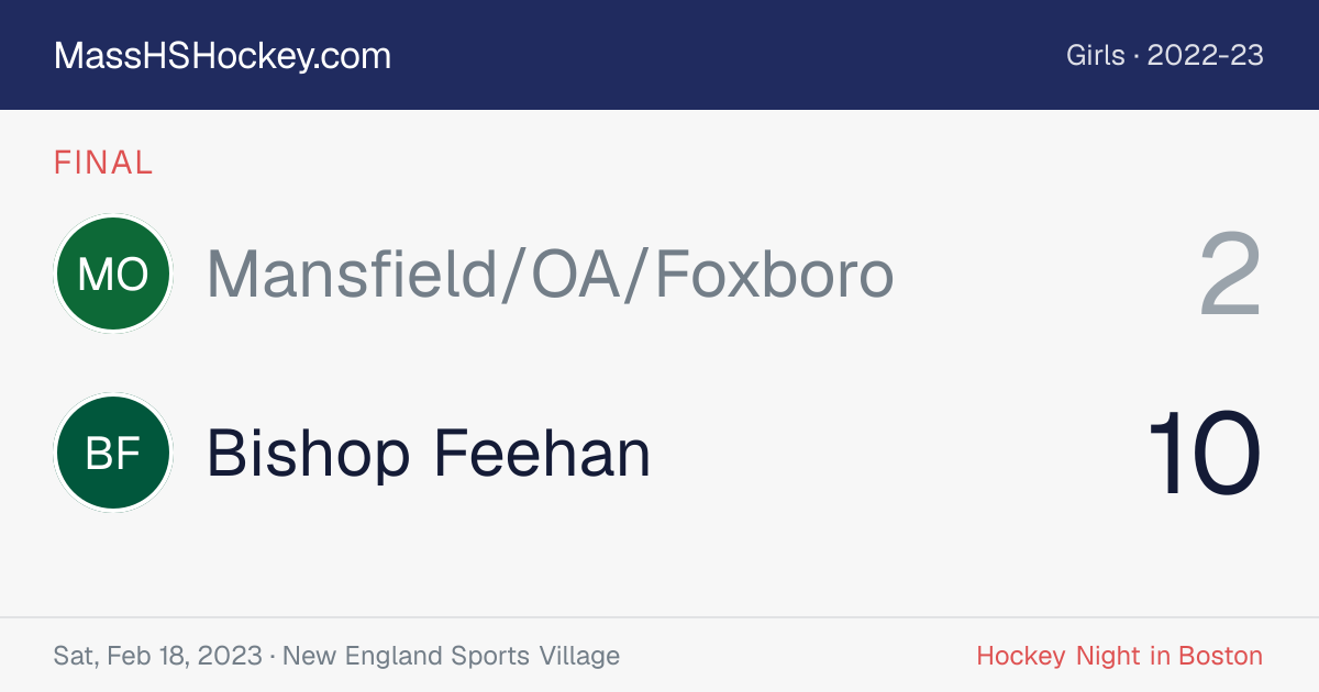 Mansfield/OA/Foxboro at Bishop Feehan score card