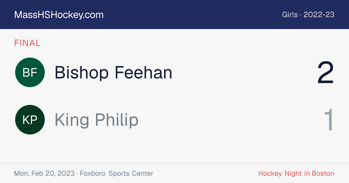 Bishop Feehan at King Philip score card