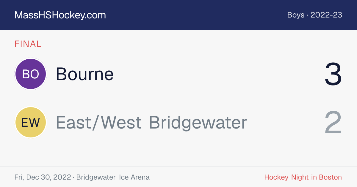 Bourne at East/West Bridgewater score card