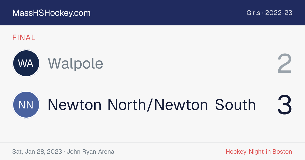 Walpole at Newton North/Newton South score card