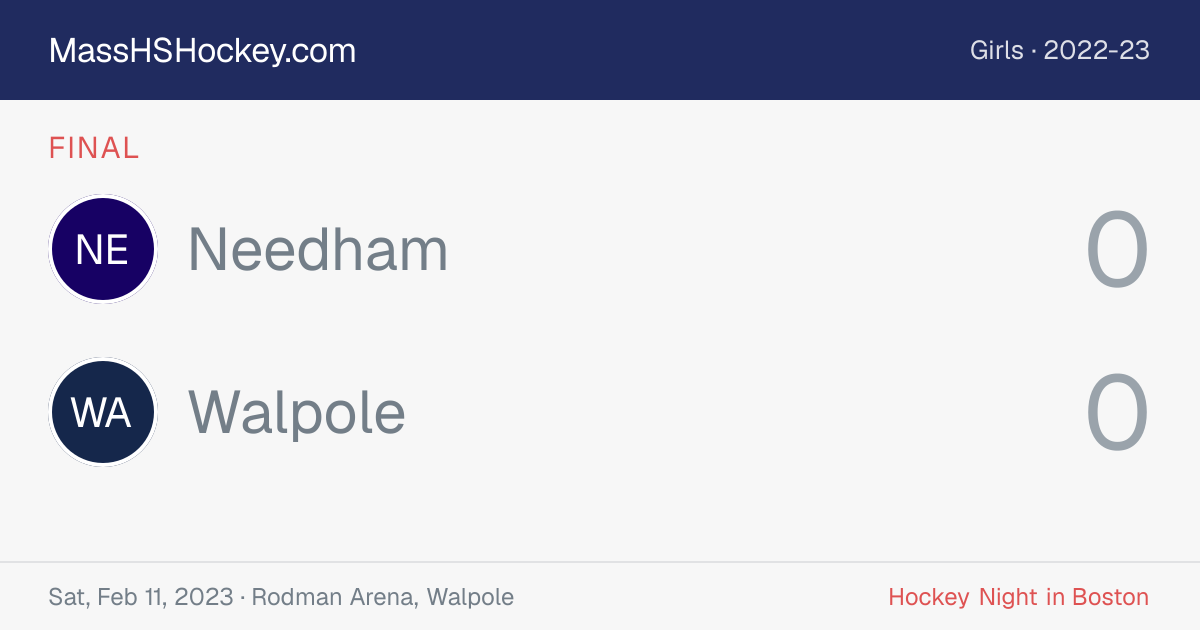 Needham at Walpole score card