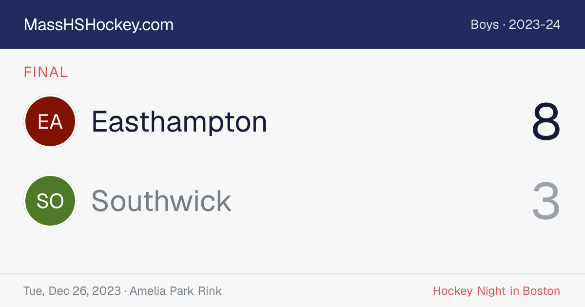 Easthampton at Southwick score card