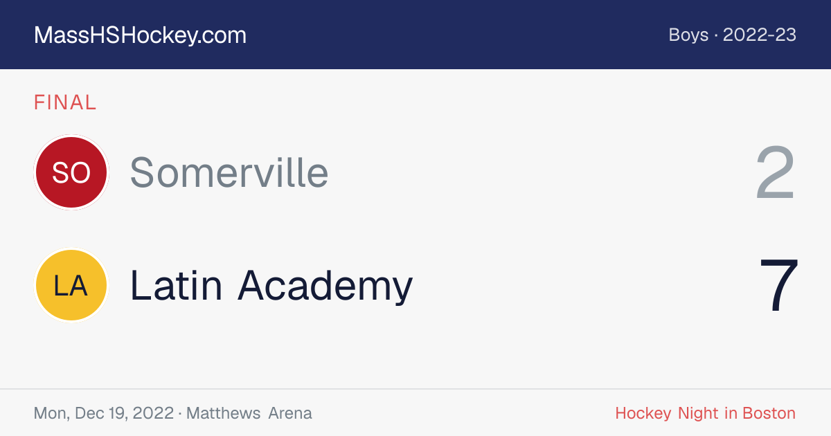 Somerville at Latin Academy score card