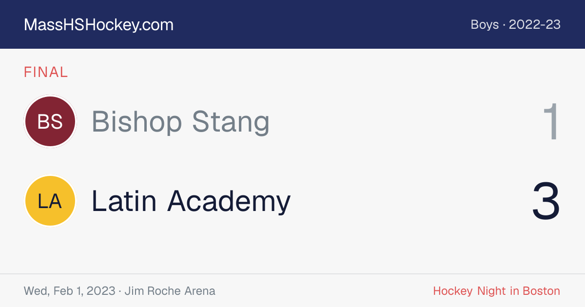Bishop Stang at Latin Academy score card