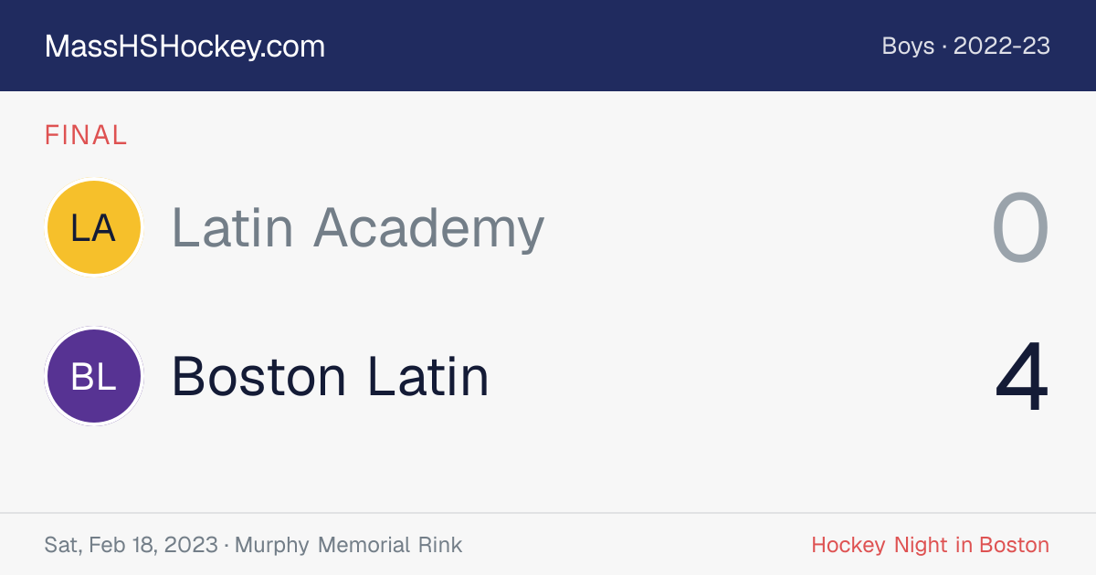 Latin Academy at Boston Latin score card