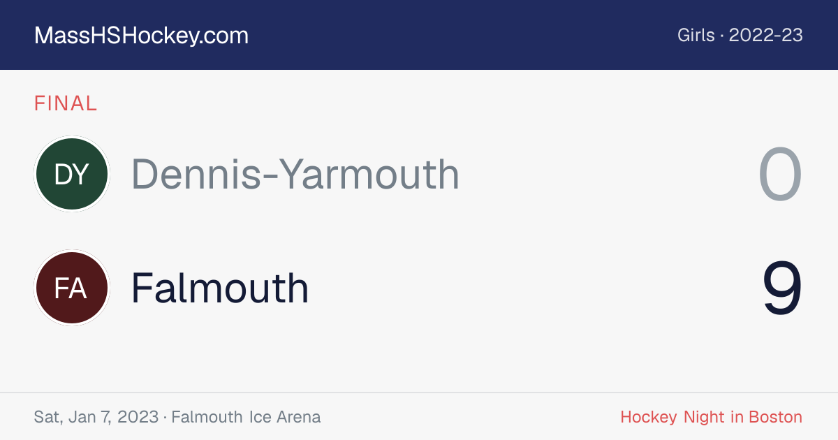 Dennis-Yarmouth at Falmouth score card