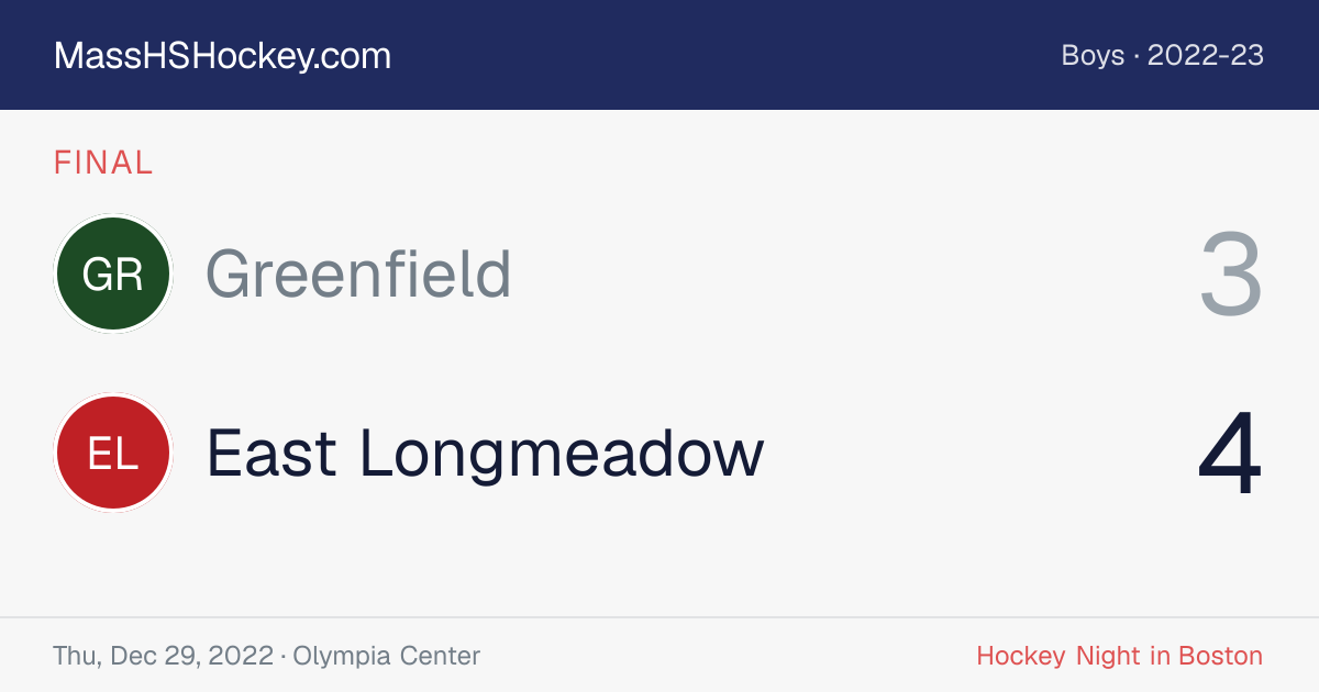 Greenfield at East Longmeadow score card