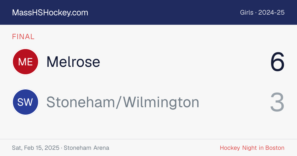 Melrose at Stoneham/Wilmington score card