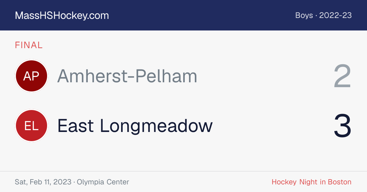Amherst-Pelham at East Longmeadow score card