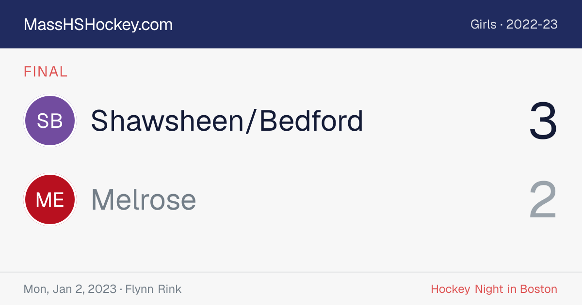 Shawsheen/Bedford at Melrose score card