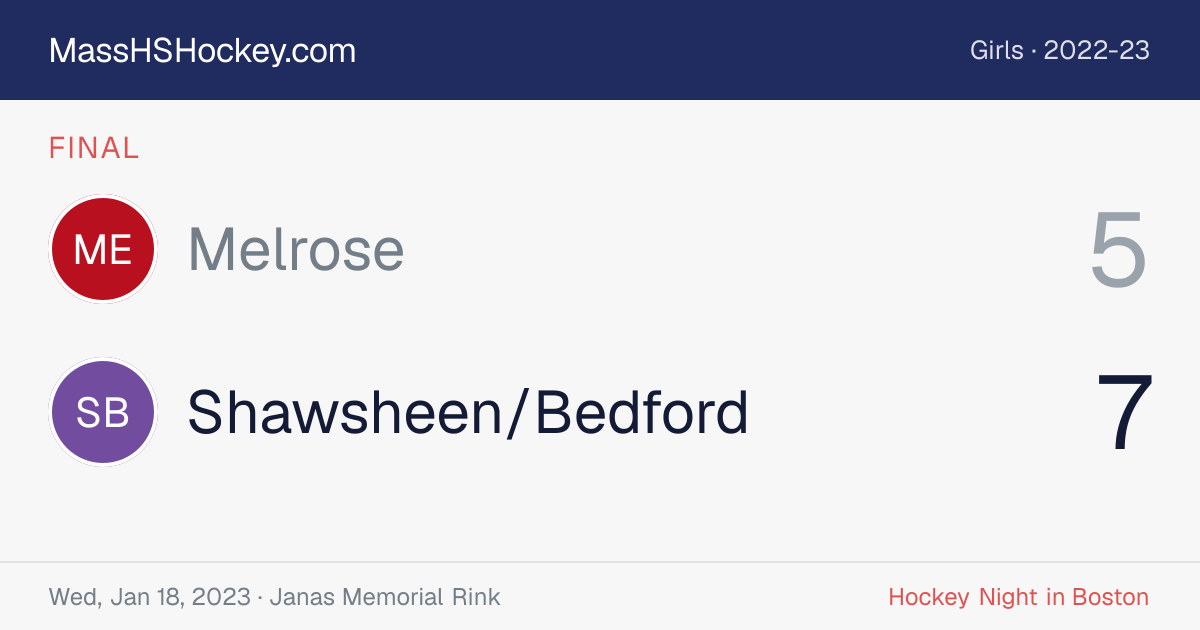 Melrose at Shawsheen/Bedford score card