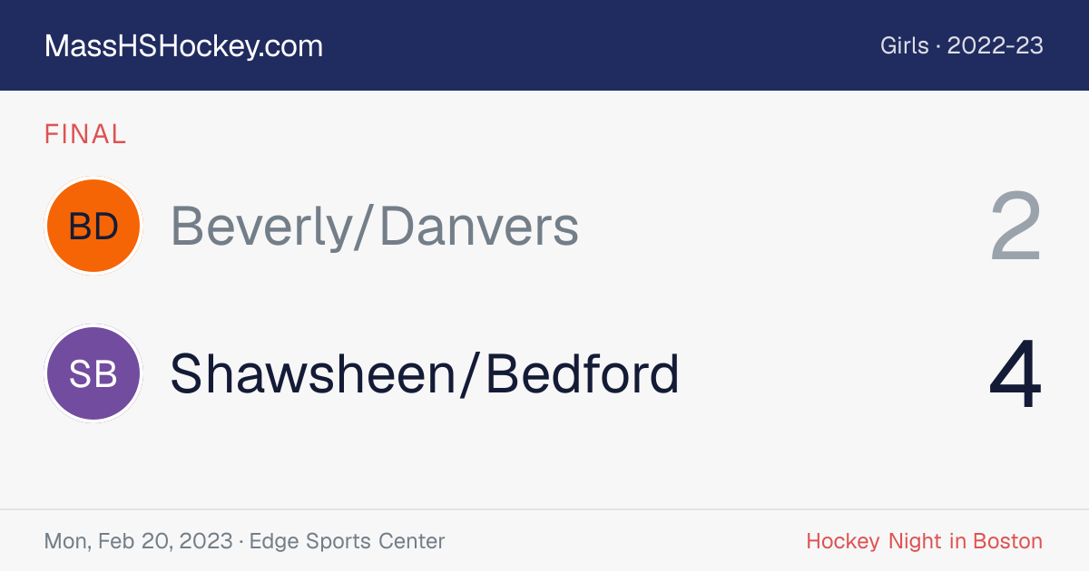 Beverly/Danvers at Shawsheen/Bedford score card