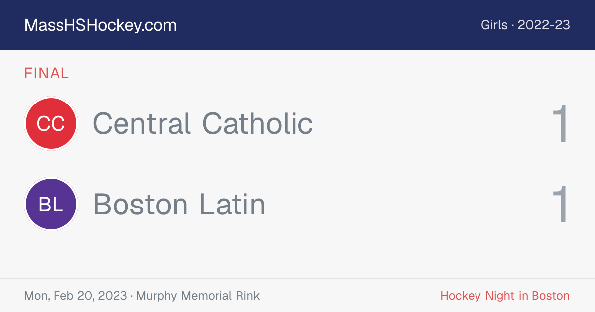 Central Catholic at Boston Latin score card