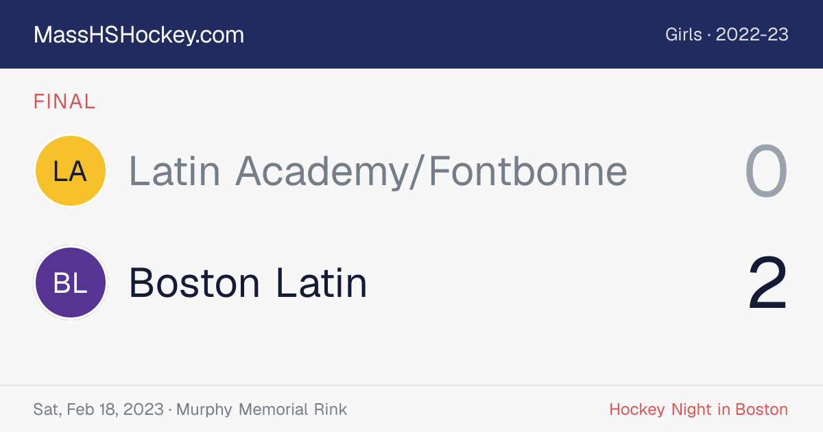 Latin Academy/Fontbonne at Boston Latin score card