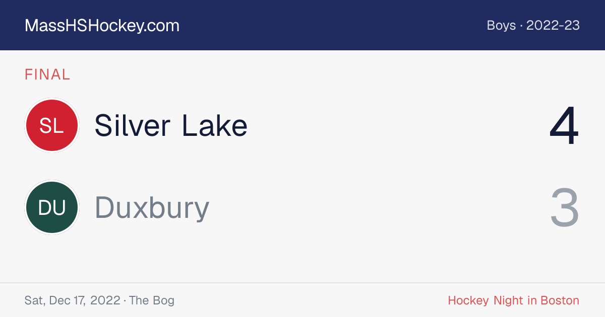 Silver Lake at Duxbury score card