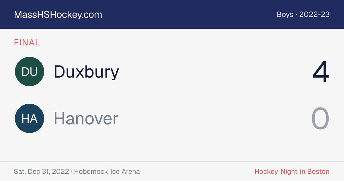 Duxbury at Hanover score card