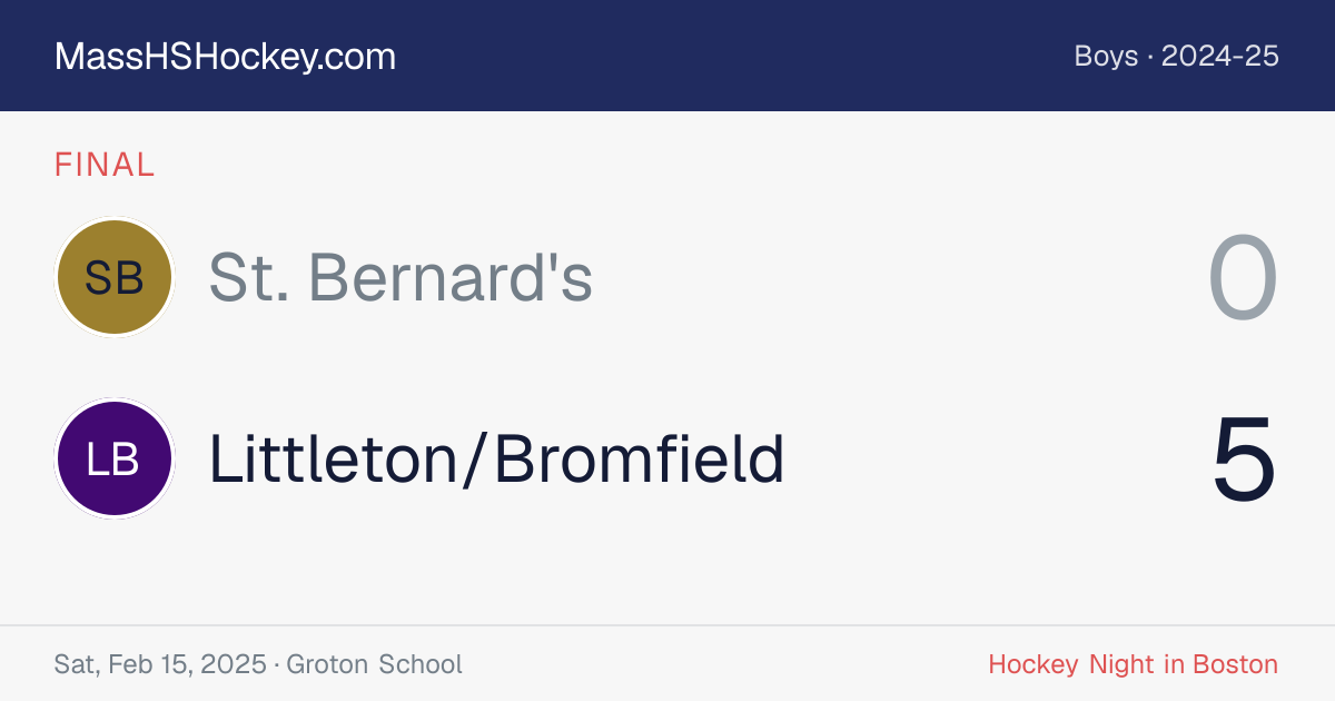 St. Bernard's at Littleton/Bromfield score card