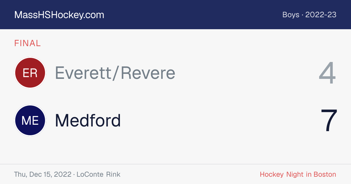 Everett/Revere at Medford score card