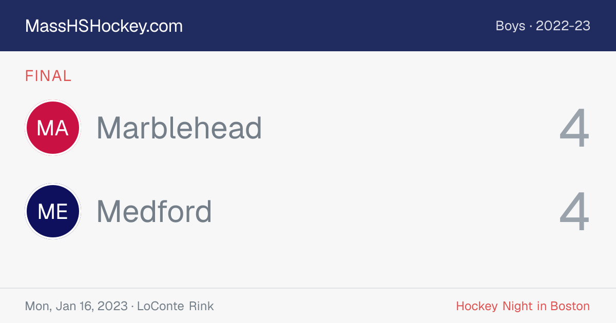 Marblehead at Medford score card