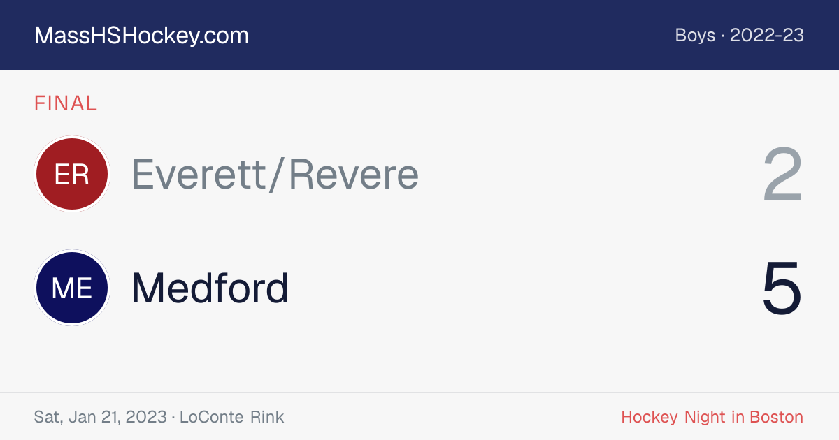 Everett/Revere at Medford score card