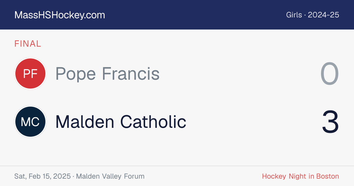 Pope Francis at Malden Catholic score card